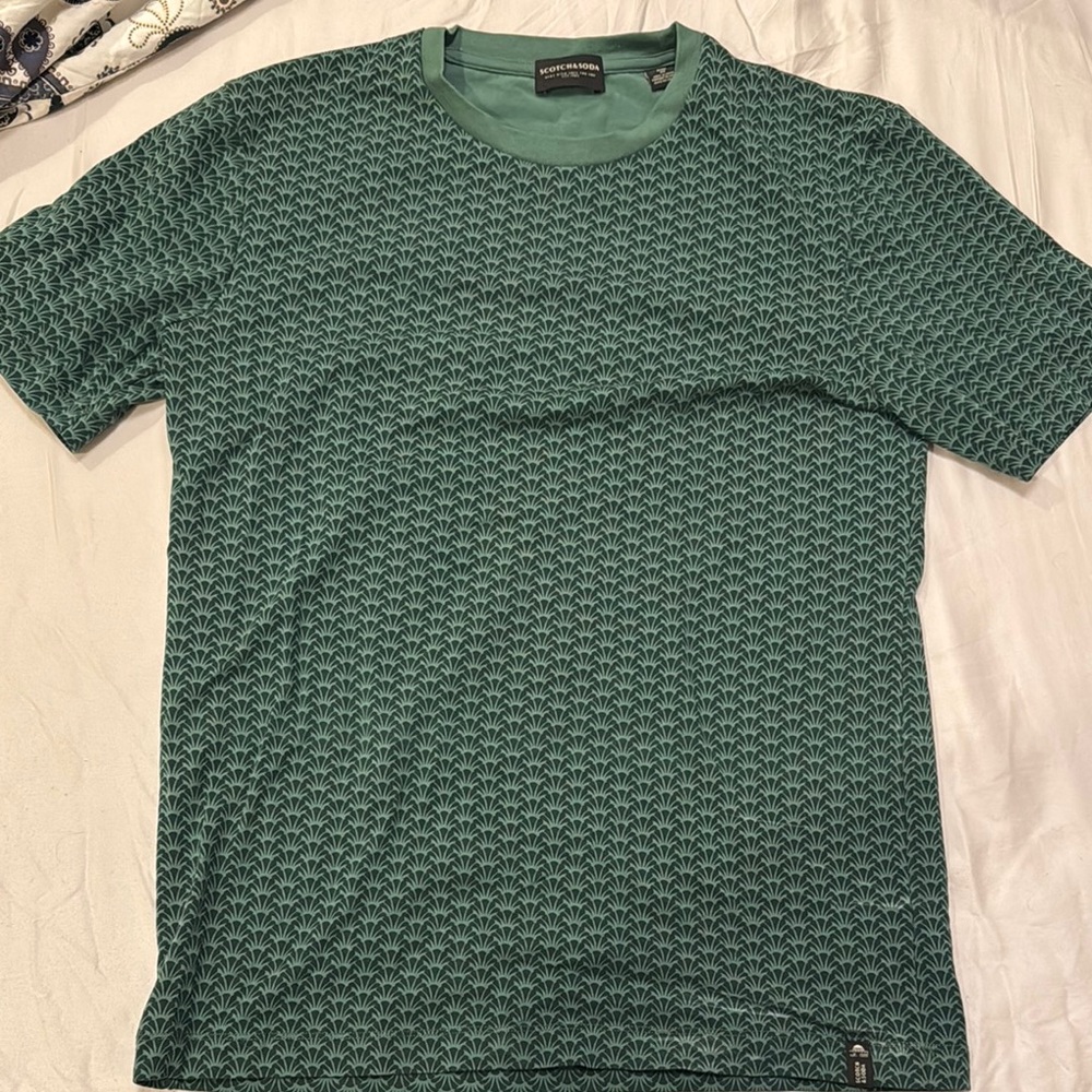 Scotch & Soda Green Geometric Short Sleeve Tee